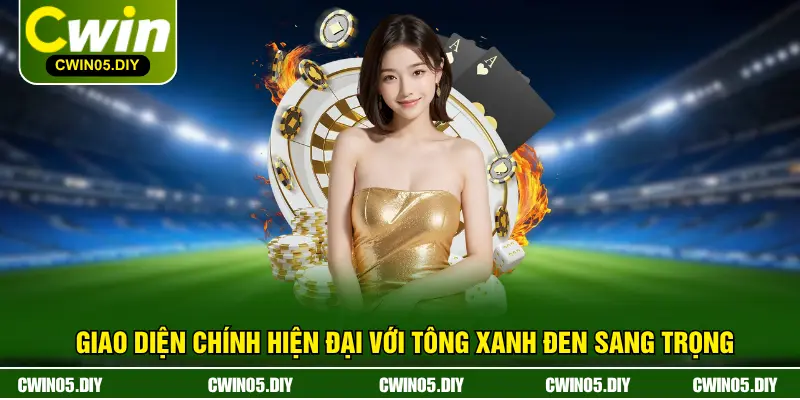 Giao diện chính hiện đại với tông xanh đen sang trọng
