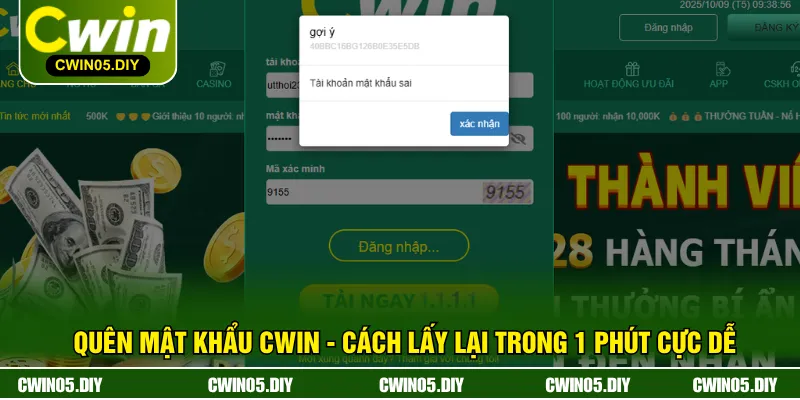Quên Mật Khẩu CWIN - Cách Lấy Lại Trong 1 Phút Cực Dễ